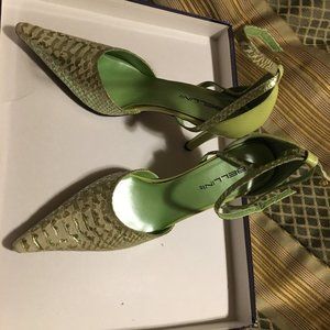 Bellini Green Snakeskin (Animal Print) Strappy Heels